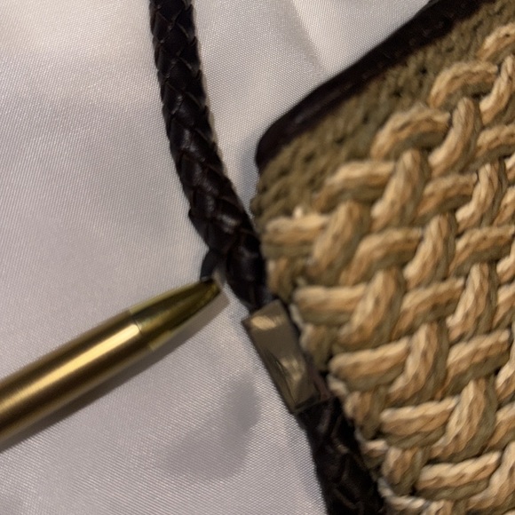 Brighton Beige Brown Woven w/Leather Vintage Crossbody Purse 90’s Casual Western - Picture 11 of 12